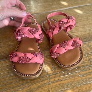 bebe Pink Braided Gem-Trim Girls Sandals